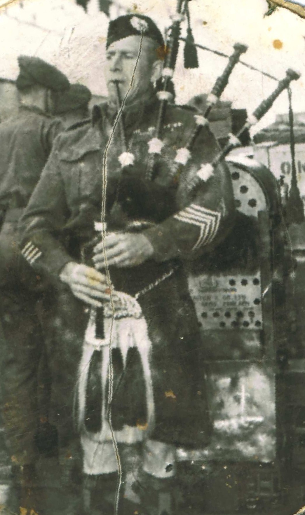Military piper in dress uniform